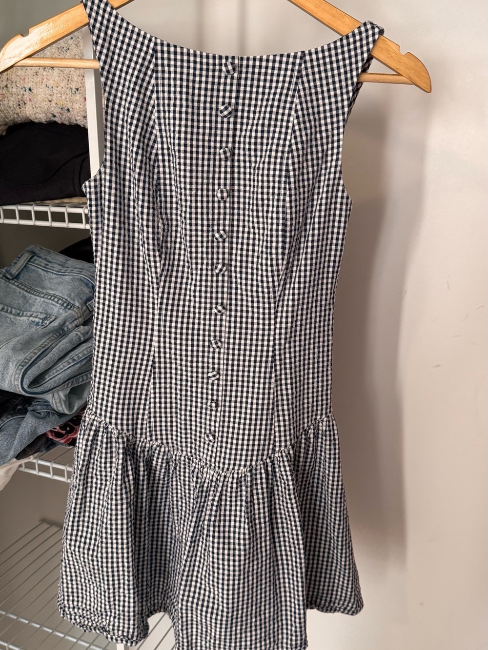 Blue & White Gingham Sleeveless Dress